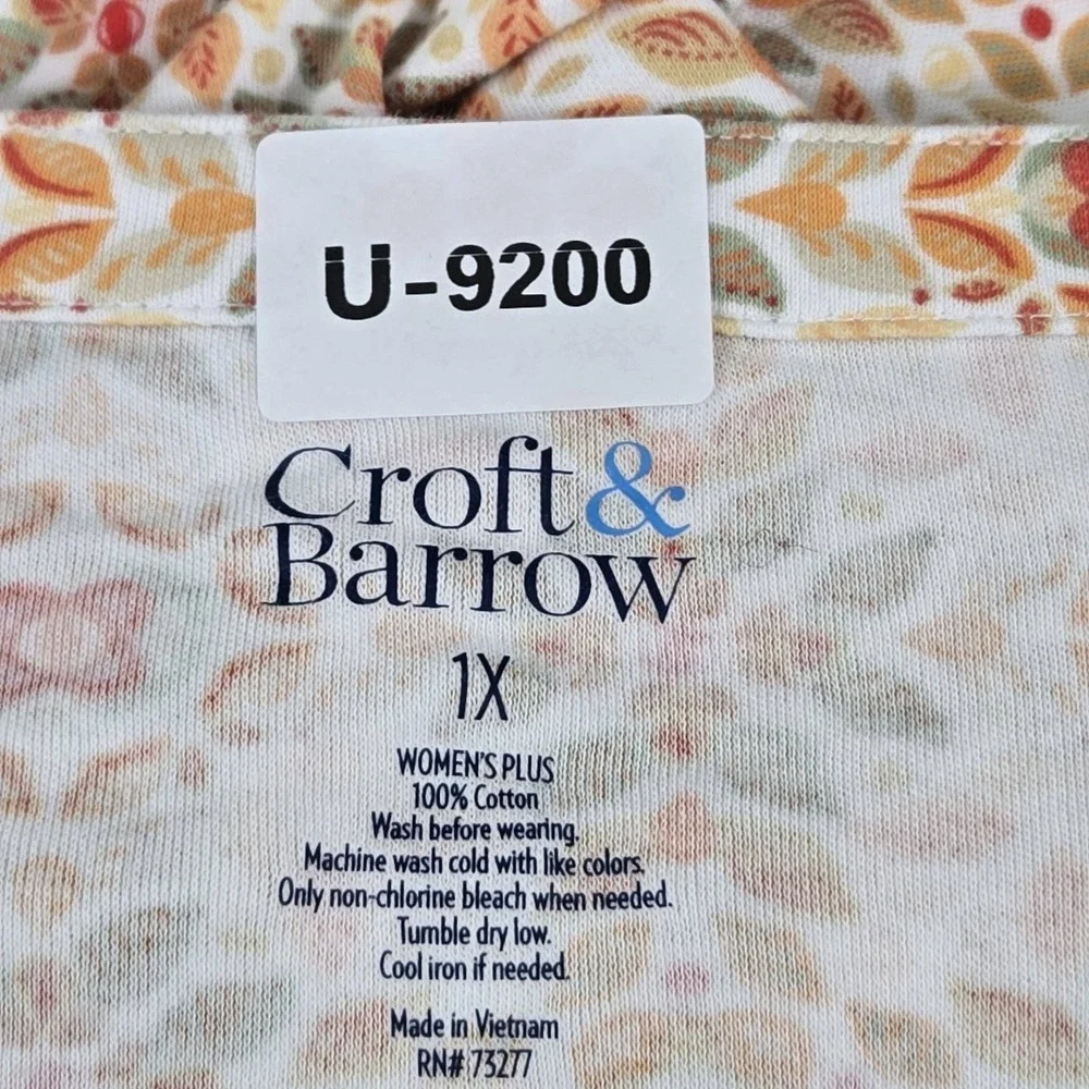 Croft & Barrow Women‎ Shirt 1X Multicolor Floral V-Neck Pullover